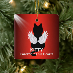 Cat Memorial Angel Wings Simple Ceramic Ornament
