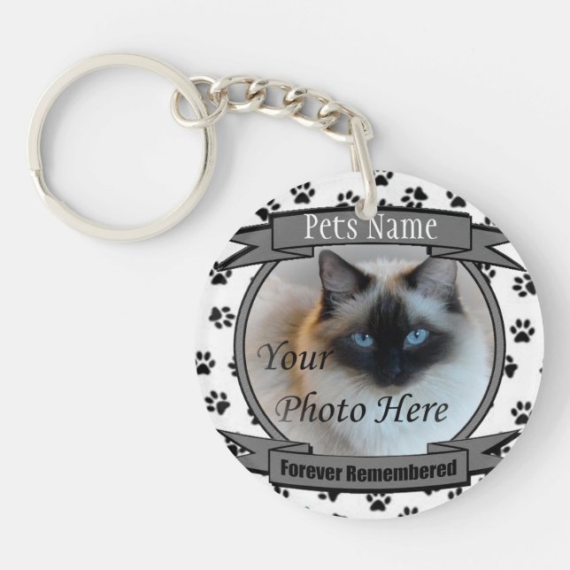 Cat Memorial - Forever Remembered - Pet Loss Cat Key Ring (Front)
