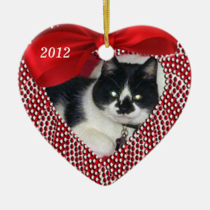 Cat Memorial Heart Shaped Ornament - CHRISTMAS