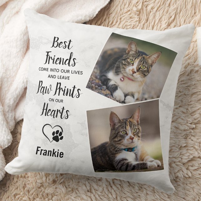 Cat Memorial Personalised Paw Prints Poem 2 Photo Cushion (Creator Uploaded)