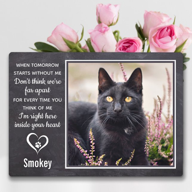 Cat Memorial Pet Loss Paw Print Heart Photo Plaque (Creator Uploaded)