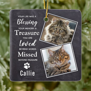Cat Memorial Photo Ceramic Ornament