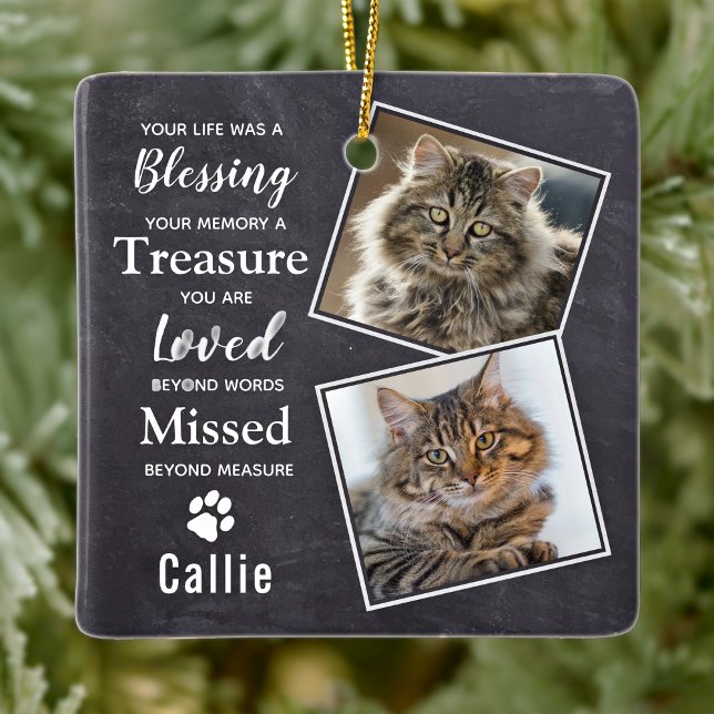 Cat Memorial Photo Ceramic Ornament (Creator Uploaded)