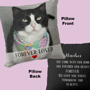 Cat Memorial Photo with Heartfelt Message on Back Cushion