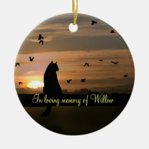 Cat Memorial Spiritual Tribute with Custom Name Ceramic Tree Decoration