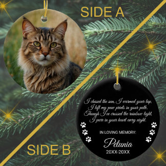 Cat Memorial Sympathy Custom Photo and Text Ceramic Tree Decoration