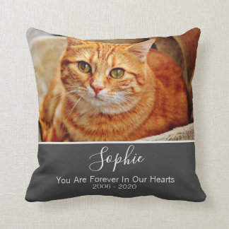 Cat Memorial Tribute Photo Cat Lovers Add Name Cushion