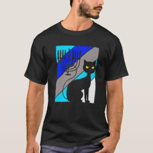 Cat Menorah Hanukkah Cute Kitten Chanukah Jewish F T-Shirt