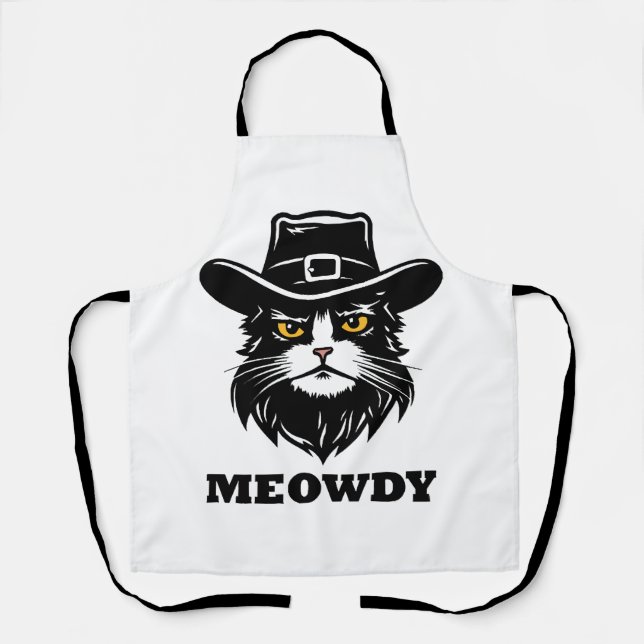 Cat  Meow Howdy Funny Cat Apron (Front)