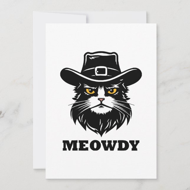 Cat  Meow Howdy Funny Cat Invitation (Front)