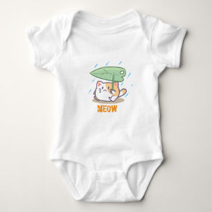 cat meow in raining amazing design  baby bodysuit