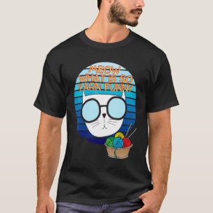 Cat Meow Kitty Retro Knitter For Knitters T-Shirt