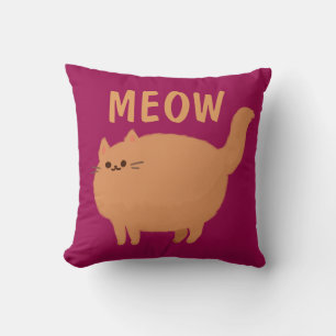 CAT MEOW REVERSIBLE PURR PINK THROW PILLOW