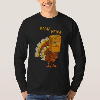 Cat Meow Thanksgiving Turkey Kitten Cat Kids Women T-Shirt