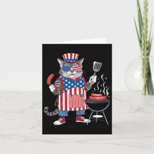 Cat Meowica 4th Of July Cat American Flag Cat Maki Card