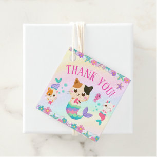 Cat Meowmaid Mermaid Girl Birthday Party Favour Tags