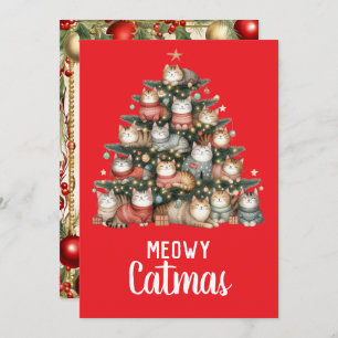 Cat Meowy Catmas Christmas Tree Holiday Card