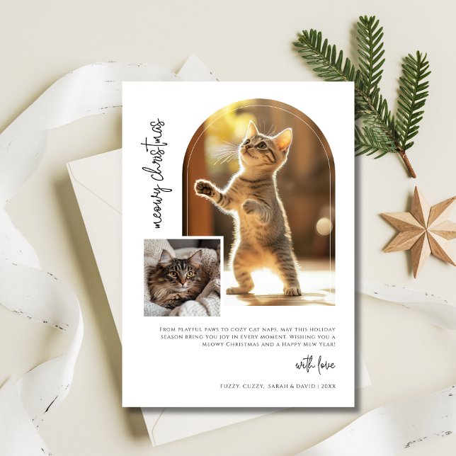 Cat Meowy Christmas Arch Photo Card (Creator Uploaded)