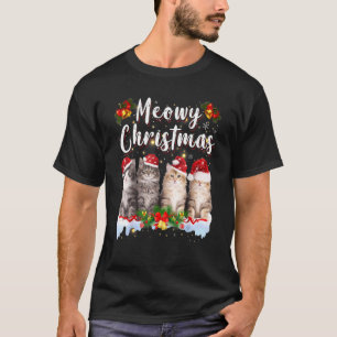 Cat Meowy Family Matching Christmas Pajamas Santa  T-Shirt