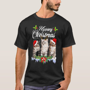 Cat Meowy Family Matching Christmas Pajamas Santa  T-Shirt