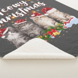 Cat Meowy Family Matching Christmas Pyjamas Santa Sherpa Blanket