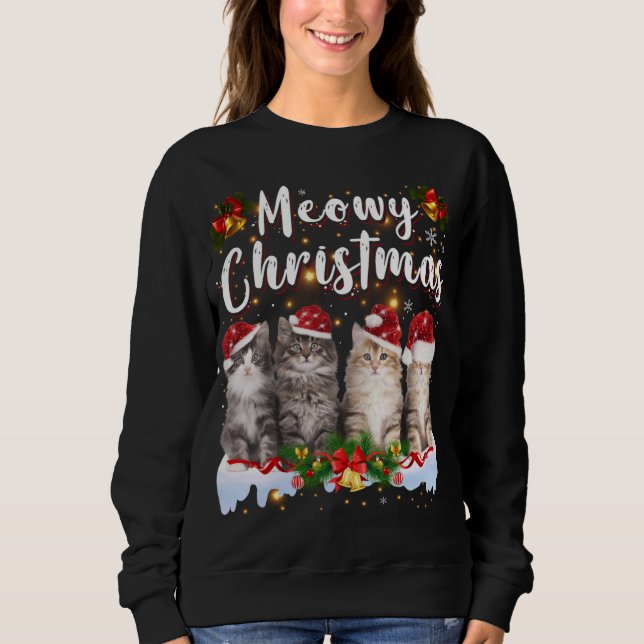 Cat Meowy Family Matching Christmas Pyjamas Santa  Sweatshirt (Front)