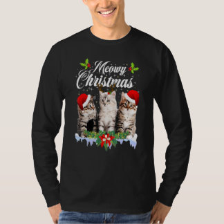 Cat Meowy Family Matching Christmas Pyjamas Santa T-Shirt