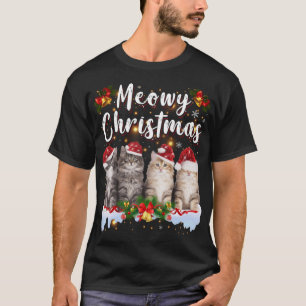 Cat Meowy Family Matching Christmas Pyjamas Santa T-Shirt
