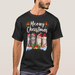 Cat Meowy Family Matching Christmas Pyjamas Santa  T-Shirt
