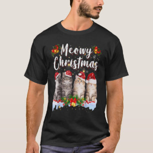Cat Meowy Family Matching Christmas Pyjamas Santa  T-Shirt