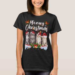 Cat Meowy Family Matching Christmas Pyjamas Santa T-Shirt