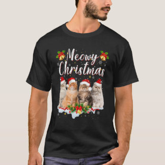 Cat Meowy Family Matching Christmas Pyjamas Santa T-Shirt