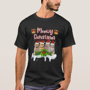 Cat Meowy Family Matching Christmas Pyjamas Santa T-Shirt
