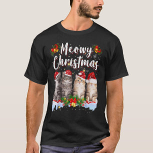 Cat Meowy Family Matching Christmas Pyjamas Santa  T-Shirt