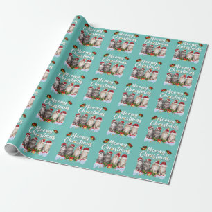 Cat Meowy Family Matching Christmas Pyjamas Santa Wrapping Paper
