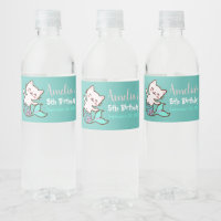 Cat Mermaid Under The Sea Cute Girl Birthday Blue