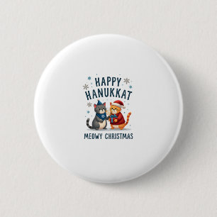 Cat Merry Christmas Happy Hanukkah Jewish Christia 6 Cm Round Badge