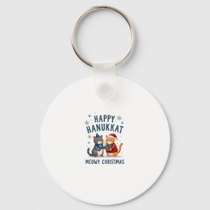 Cat Merry Christmas Happy Hanukkah Jewish Christia Key Ring