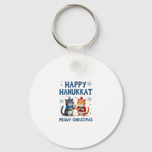 Cat Merry Christmas Happy Hanukkah Jewish Christia Key Ring
