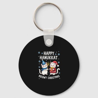 Cat Merry Christmas Happy Hanukkah Jewish Christia Key Ring
