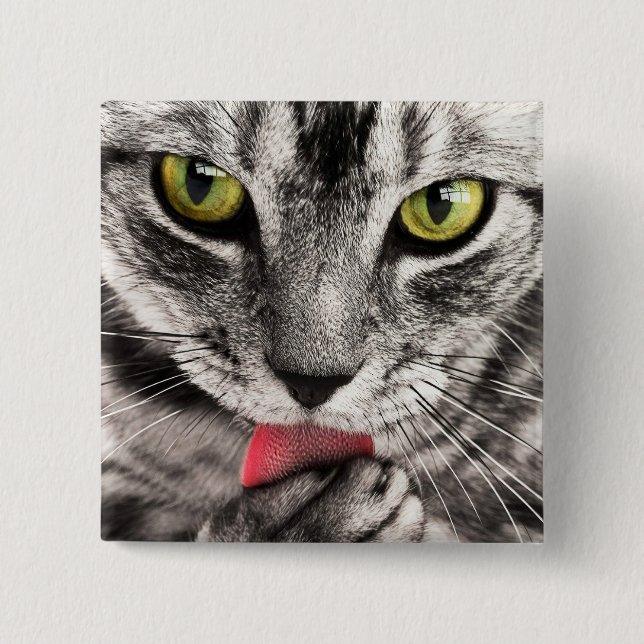 Cat Miau 15 Cm Square Badge (Front)