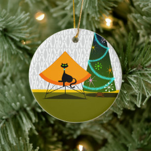 Cat - Mid Century Modern Ceramic Tree Decoration