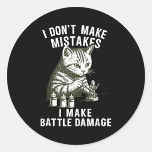 Cat Miniature Painter Battle Damage Funny Miniatur Classic Round Sticker
