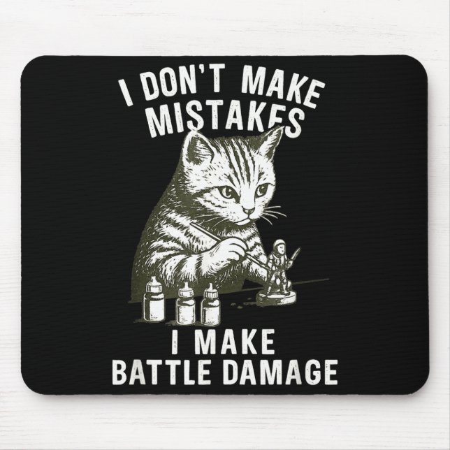 Cat Miniature Painter Battle Damage Funny Miniatur Mouse Pad (Front)