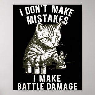 Cat Miniature Painter Battle Damage Funny Miniatur Poster