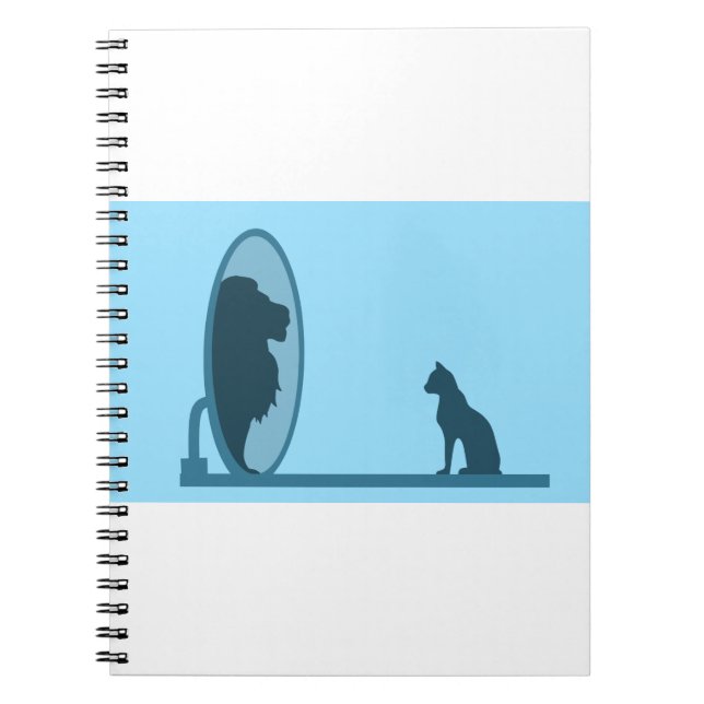 Cat Mirror Lion Reflection Confidence Motivation Notebook (Front)