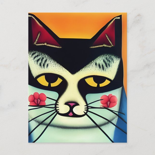Cat mixed media  postcard (Front)