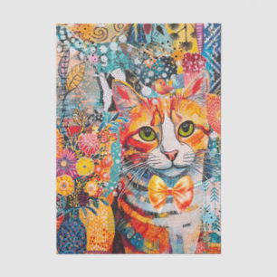 Cat Mixed Mixed Paper Collage Tissue Paper