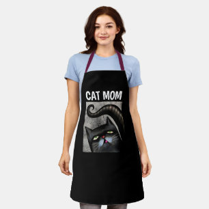 CAT MOM BLACK CAT ART KITCHEN APRON