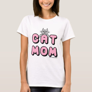 "CAT MOM" Bold Pink Print T-Shirt